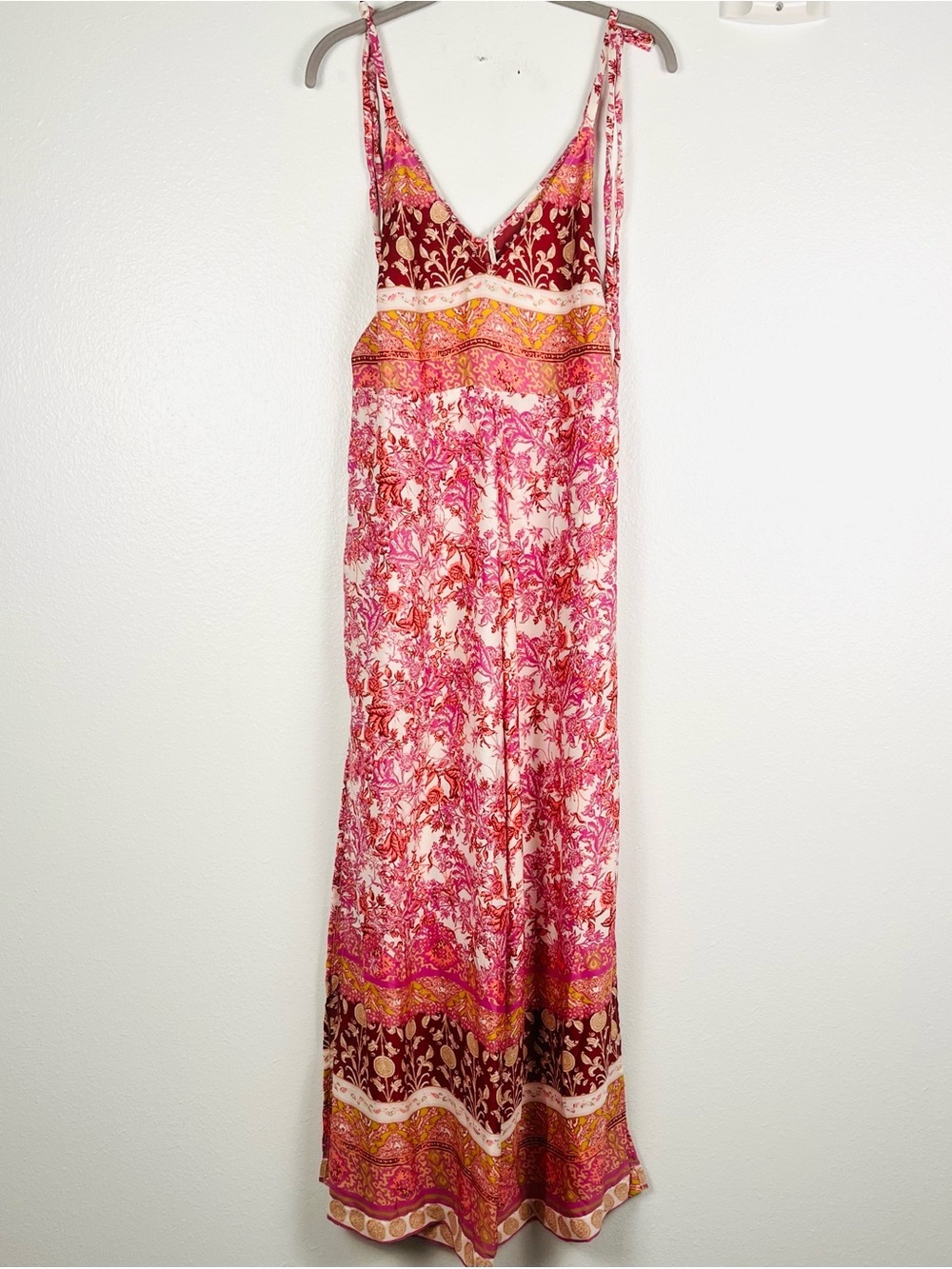 Free People Small Leona Pink & Purple Print Wide Leg Sleeveless Jumpsuit - Picture 7 of 7